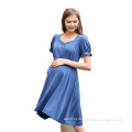 Hot Sale Custom Wholesale Short Sleeve Breathable Pleated Skirt Maternity Clothing Dress Women Breastfeeding